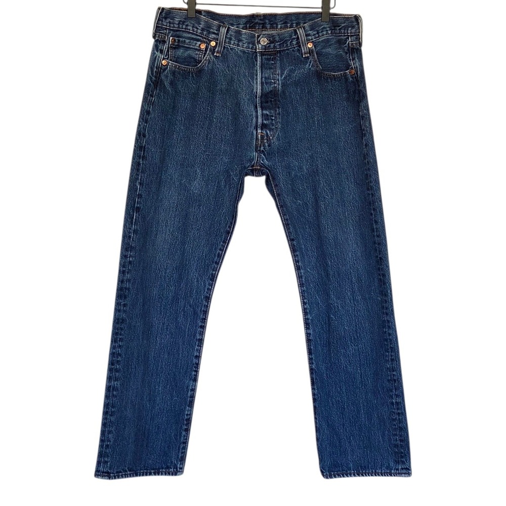 Levis 501 Jeans Men 34x27 Dark Wash Button Fly Denim USA Made 90s Style Workwear